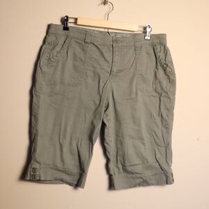 Gloria Vanderbilt Cargo Shorts Womens 12 Petite Green Bermuda